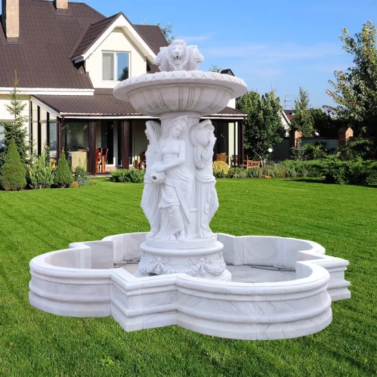 Customized Marble Cherub Carving Garden Ornament Wall Fountain