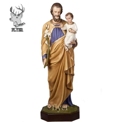 Religious Church Figure Fiberglass Saint Joseph and Baby Jesus Statue