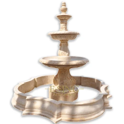 Hot Sale Hand Carved Natural Yellow Marble Fountain