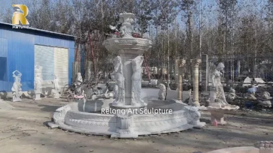 Outdoor Garden Decoration Marble Stone Figure Sculpture Water Fountain for Sale