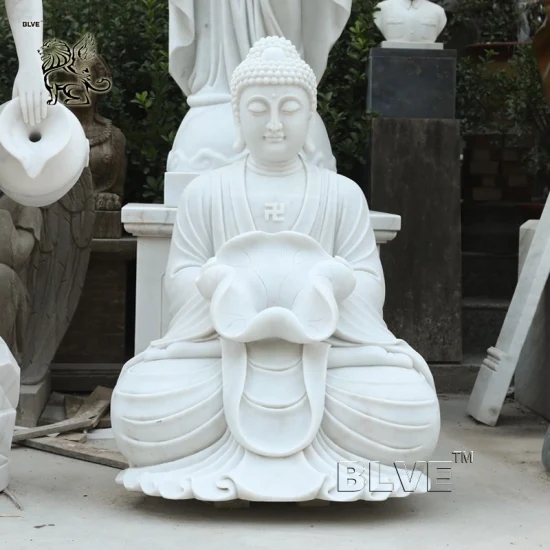 Outdoor Garden Religious Large Marble Thai Buddha Statues White Stone Sculpture Supplier