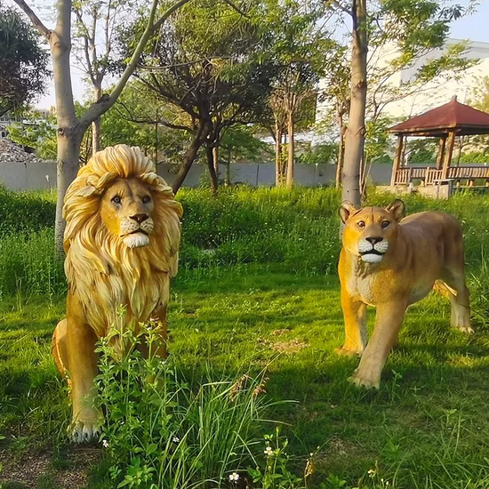 Fiberglass Wind Jungle Safari Animal Lion Giraffe Elephant Sculpture Statue for Sale