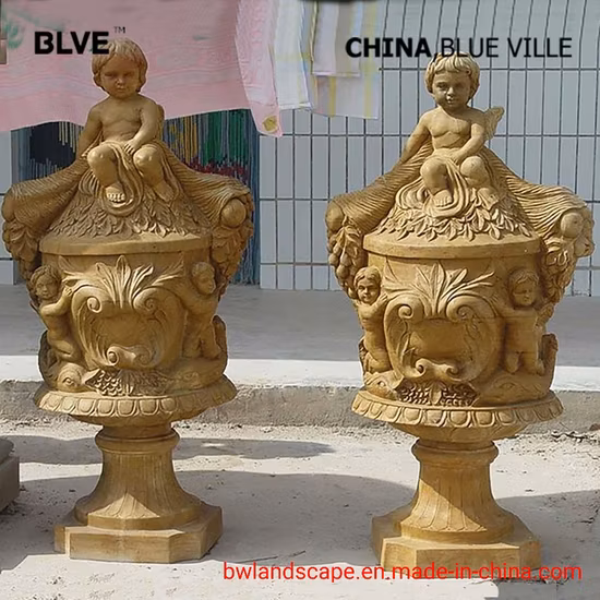 Carved Garden Decoration Marble Vase Flowerpot