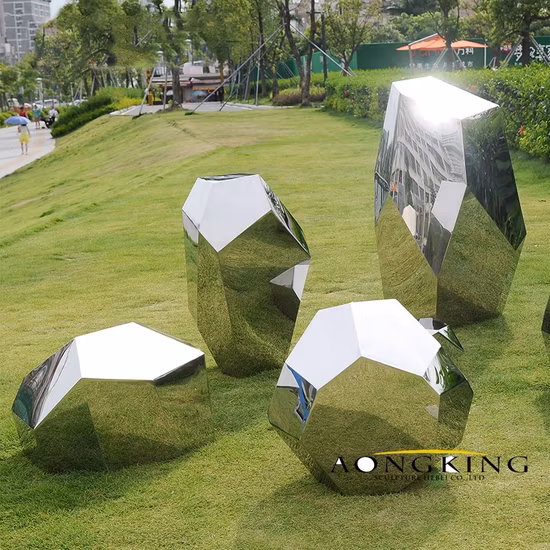 Mosaic Walking Fox Steel Mirror Sculpture Metal Home Craft