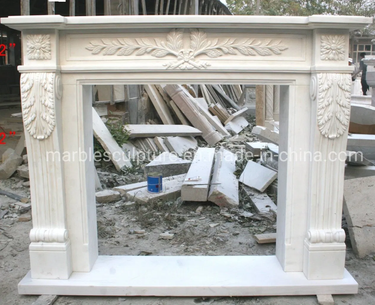 White Carrara Antique Hand Carved Marble Fireplace Mantel Sy-Mf324