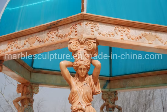 Antique Style Hand Carved Stone Sculpture Marble Gazebo (SYMG-022)