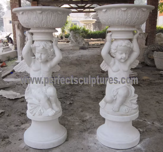 Life Size Angel Garden Decoration Marble Flowerpot
